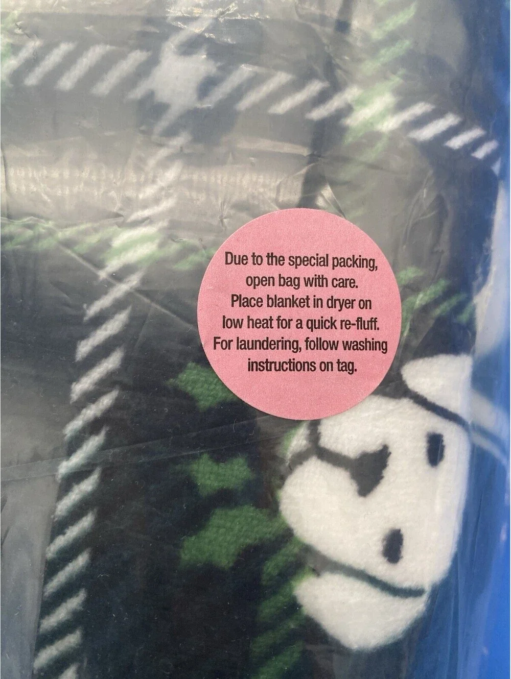 Victoria's Secret Green Plaid, Dog & Mistletoe Pattern Throw Blanket - New PINK